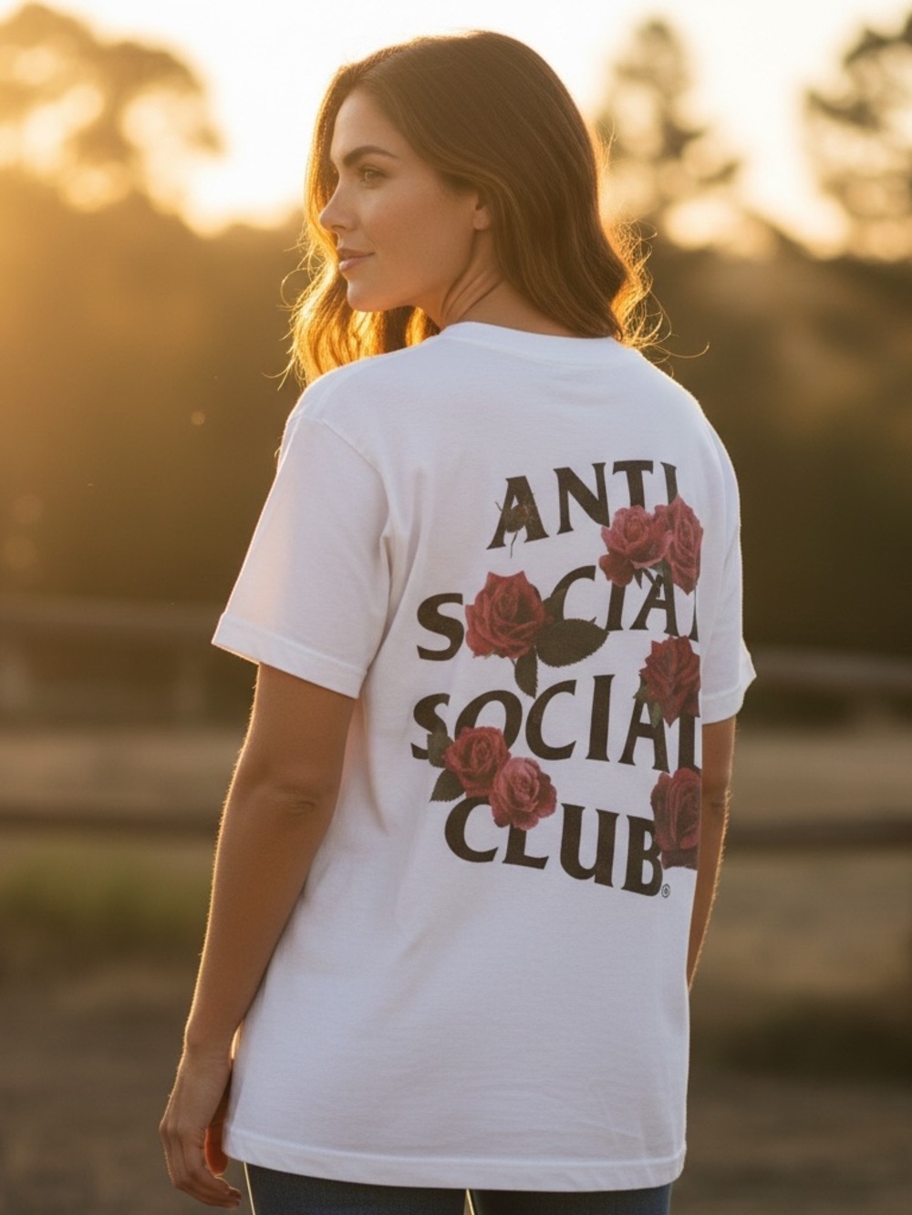Anti Social Social Club // White Tee with Rose Graphic